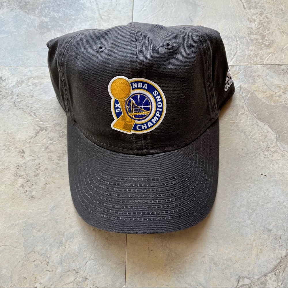 New Adidas Golden State Warrior 2017 Championship Hat Strap OS Gray